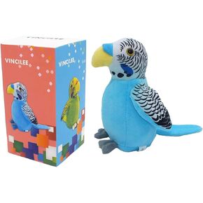 Vincilee Cute Mimicry Pet Talking Parrot Repeats What You Say Plush Animal Toy Electronic Parrot for Boy and Girl Gift,Talking Parrot pet Christmas Toy Speak Sound Record Parrot(Blue)
