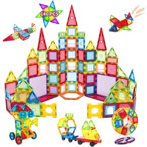 بلاط مغناطيسي من نتس بول 140 قطعة، مكعبات بناء مغناطيسية للأطفال، مجموعة بناء العلوم والتكنولوجيا والهندسة والرياضيات، ألعاب تعليمية تعليمية للأطفال الصغار، هدايا عيد ميلاد للأطفال من سن 3 سنوات فما فوق in Kuwait