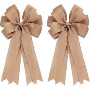 2 Pcs Large Easter Burlap Bow 20 x 10 Inch Wreaths Spring Bunny Rabbit Bows for Gift Wrapping Tree Topper Front Door Party Home Decorations (Easter) in Kuwait
