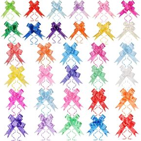 WILLBOND 500 Pcs 32 Colors Christmas Pull Bows Bulk for Gifts Wrapping, Decorative Assorted Colors Gift Wrap Ribbon Pull Bows for Xmas Gifts Birthday Wedding New Year Party Decorations, 1.8 cm Width in Kuwait
