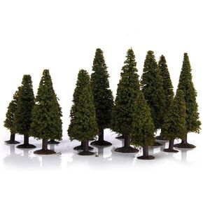 15pcs Model Cedar Trees Architecture Trees Miniature for DIY Green Scenery Landscape