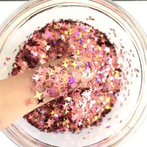 Stars Confetti Glitter Four-Angle Star Laser Sequins for DIY Crafts, Nail Art Decoration, Party Decoration - 4mm, 10g， Holographic Black