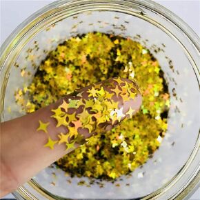 Stars Confetti Glitter Four-Angle Star Laser Sequins for DIY Crafts, Nail Art Decoration, Party Decoration - 4mm, 10g， Holographic Black in Kuwait