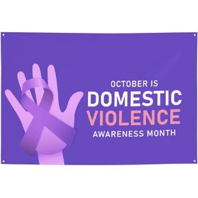 Domestic Violence Awareness Month Purple Ribbon Banner 47x71 Inch Background Banner Flags Welcome Decoration For Wedding Party Yard