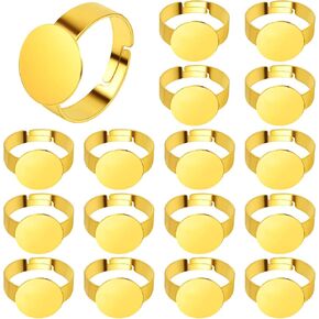 20pcs Adjustable Rings Blanks Metal Finger Rings Settings Components with 12 mm Flat Round Pad Ring Trays Base for DIY Rings Jewelry Making, Antique Copper in Kuwait