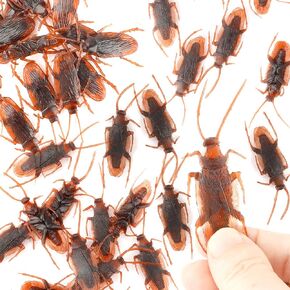 Diueoly Fake Roaches, Prank Fake Cockroaches, 20PCS Realistic Fake Cockroaches Funny Trick Joke Toys, Plastic Fake Roach Bugs Prank Novelty Gag Gifts for Halloween Christmas Party Decoration, Brown