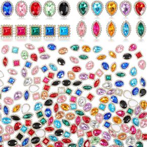 200 Pieces Sew on Rhinestone, Crystals Acrylic Gems Rhinestone Metal Prong Setting Flatback Multi-Colors Mixed Shapes Sewing Rhinestones for DIY Crafts Clothes Shoes Bag Decorations Costume in Kuwait
