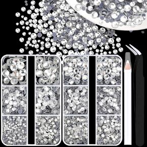 Mix Size SS6-SS30 Aquamarine Hotfix Rhinestone Set, Flatback Hot Fix Crystals Iron-on Glass Diamond Strass Stones with Tools for Sewing & Fabric Clothing Shoes Bag Decoration