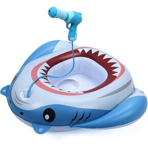 Keriday Inflatable Shark Pool Floats for Kids Toddler, Pool Toys with Water Gun, Shark Ship Toys for Boys Girls 3 4 5 6 7, Pool Float Toys Gifts for Summer Swimming Pool Party Birthday in Kuwait