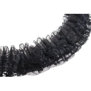 Yalulu 2 Yards 3D DIY Chiffon Ruffle Lace Pleated Chiffon Trim Dress Decoration Tulle Fabric Applique Trimming Craft Sewing (Black)