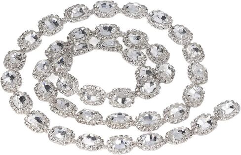 1 Yard Bling Rhinestone Trim Chain, Shiny Crystal Rhinestone Applique, Diamond Fringe Trim Chain Crafts Decoration for DIY Clothing Necklaces Bracelet Decoration in Kuwait