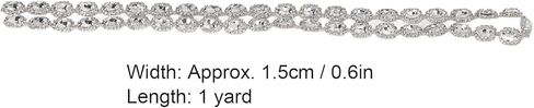 1 Yard Bling Rhinestone Trim Chain, Shiny Crystal Rhinestone Applique, Diamond Fringe Trim Chain Crafts Decoration for DIY Clothing Necklaces Bracelet Decoration in Kuwait