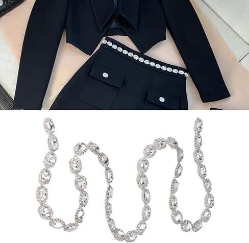 1 Yard Bling Rhinestone Trim Chain, Shiny Crystal Rhinestone Applique, Diamond Fringe Trim Chain Crafts Decoration for DIY Clothing Necklaces Bracelet Decoration in Kuwait