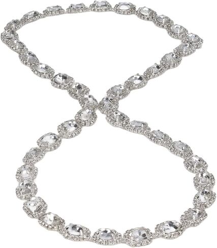 1 Yard Bling Rhinestone Trim Chain, Shiny Crystal Rhinestone Applique, Diamond Fringe Trim Chain Crafts Decoration for DIY Clothing Necklaces Bracelet Decoration in Kuwait