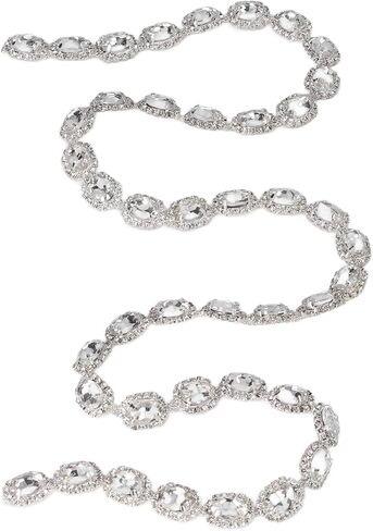 1 Yard Bling Rhinestone Trim Chain, Shiny Crystal Rhinestone Applique, Diamond Fringe Trim Chain Crafts Decoration for DIY Clothing Necklaces Bracelet Decoration in Kuwait