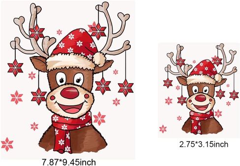 2 ورقة عيد الميلاد رقع الغزلان الحديد على نقل الحرارة يزين الإلكة عيد الميلاد الحيوان الشارات قابل للغسل للسترات البلوز جينز حقيبة الظهر معطف ديكورات حزب الأسرة in Kuwait