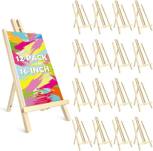 Ctosree 12 Pcs 16 Inch Table Top Easel for Painting Wooden Tabletop Easel Display for Canvas Photo Picture Sign Holder Tripod Art Painting Easel Christmas Gifts for Kids Adults School Painting in Saudi Arabia