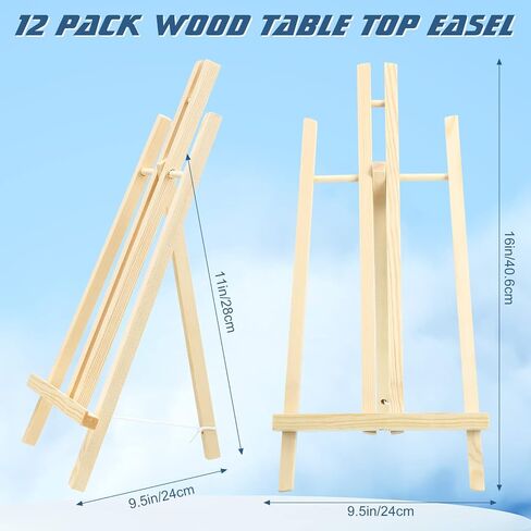 Ctosree 12 Pcs 16 Inch Table Top Easel for Painting Wooden Tabletop Easel Display for Canvas Photo Picture Sign Holder Tripod Art Painting Easel Christmas Gifts for Kids Adults School Painting in Saudi Arabia