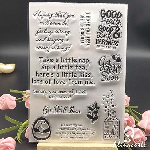 Alinacutle Floral Stamps Clear Stamps,Silicon Stamp,Paper Craft Ink Stamps for Handmade Card/Scrapbooking/Album/Planner, Paper Craft Transparent Stamps,Floral Flower with Leaves 1/PK in Kuwait