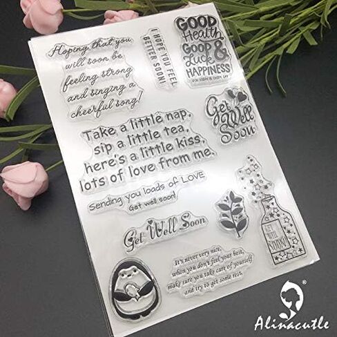 Alinacutle Floral Stamps Clear Stamps,Silicon Stamp,Paper Craft Ink Stamps for Handmade Card/Scrapbooking/Album/Planner, Paper Craft Transparent Stamps,Floral Flower with Leaves 1/PK in Kuwait