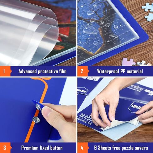 مجلد تخزين الألغاز من HXMARS لـ 1000 قطعة: منظم ألغاز الصور المقطوعة ذو سعة كبيرة محمول مع 20 جيبًا، ملحق ألغاز مقاوم للغبار وواقي in Kuwait