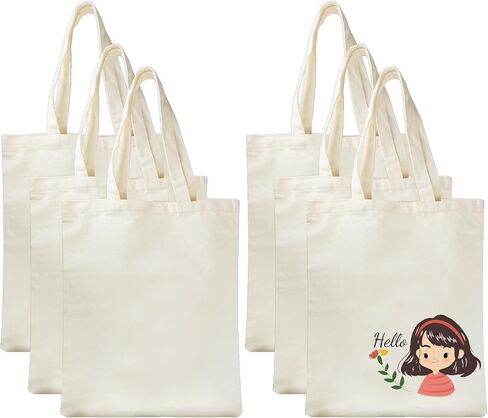 Rcybeo 6 Pieces Sublimation Blanks Tote Bags Sublimation Canvas Bags Grocery Bags Tote Bags for DIY Decorating and Crafting White in Kuwait