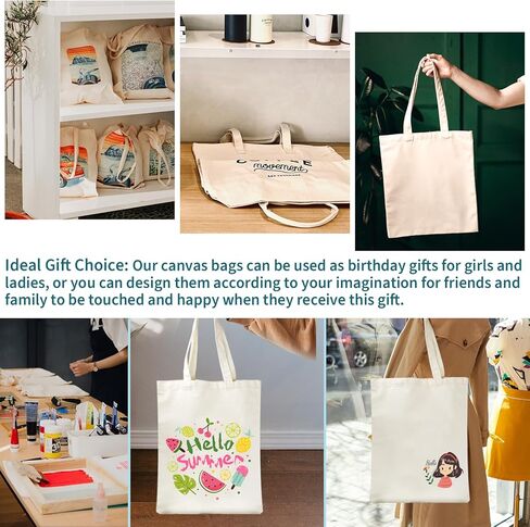 Rcybeo 6 Pieces Sublimation Blanks Tote Bags Sublimation Canvas Bags Grocery Bags Tote Bags for DIY Decorating and Crafting White in Kuwait