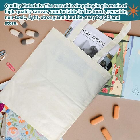 Rcybeo 6 Pieces Sublimation Blanks Tote Bags Sublimation Canvas Bags Grocery Bags Tote Bags for DIY Decorating and Crafting White in Kuwait