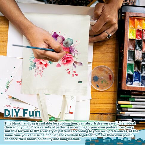 Rcybeo 6 Pieces Sublimation Blanks Tote Bags Sublimation Canvas Bags Grocery Bags Tote Bags for DIY Decorating and Crafting White in Kuwait