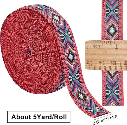 GORGECRAFT 5 Yards Floral Embroidered Jacquard Ribbon Vintage Woven Trim 1.34 Inch Wide Boho Lace Fabric for Embellishment DIY Craft Sewing Handmade Bag Clothing Decoration Accessories(Black-2) in Kuwait