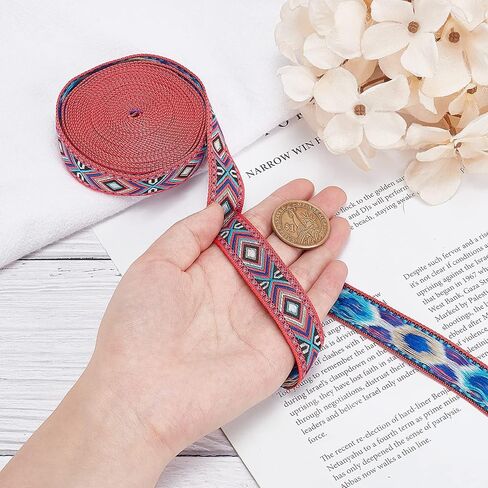 GORGECRAFT 5 Yards Floral Embroidered Jacquard Ribbon Vintage Woven Trim 1.34 Inch Wide Boho Lace Fabric for Embellishment DIY Craft Sewing Handmade Bag Clothing Decoration Accessories(Black-2) in Kuwait