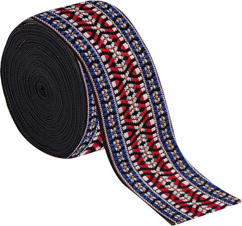 GORGECRAFT شريط جاكار عتيق بطول 5 ياردات شريط مطرز عرقي مقاس 5/8 بوصة شريط دانتيل بوهو عريض لخياطة الملابس بنفسك وإكسسوارات الملابس اليدوية وزخرفة الحقائب اليدوية، نمط المعين in Kuwait