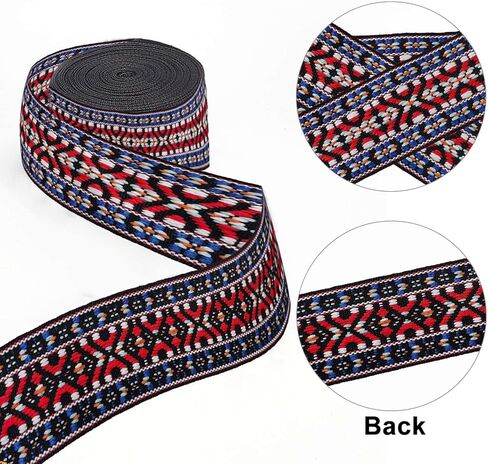 GORGECRAFT شريط جاكار عتيق بطول 5 ياردات شريط مطرز عرقي مقاس 5/8 بوصة شريط دانتيل بوهو عريض لخياطة الملابس بنفسك وإكسسوارات الملابس اليدوية وزخرفة الحقائب اليدوية، نمط المعين in Kuwait