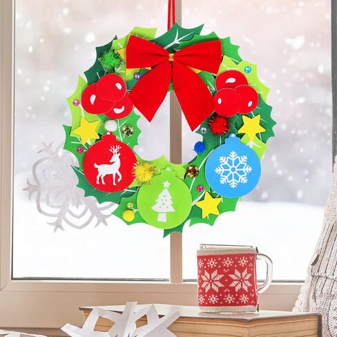 مجموعة من 12 مجموعة من 12 من وينلين لإكليل عيد الميلاد مجموعات DIY هدايا عيد الميلاد اليدوية هولي ليف رجل الثلج سانتا البطريق ملصقات الفنون والحرف اليدوية للأطفال عطلة حزب هدايا الأنشطة الصف in Saudi Arabia