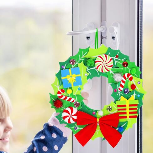 مجموعة من 12 مجموعة من 12 من وينلين لإكليل عيد الميلاد مجموعات DIY هدايا عيد الميلاد اليدوية هولي ليف رجل الثلج سانتا البطريق ملصقات الفنون والحرف اليدوية للأطفال عطلة حزب هدايا الأنشطة الصف in Saudi Arabia
