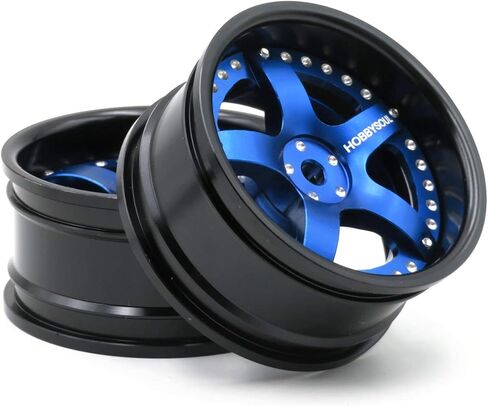 Hobbysoul 2 قطعة RC 1/10 إطارات عجلات من سبائك الألومنيوم سداسية 12 مم قابلة للتعديل باللون الأسود والأحمر تناسب 1:10 RC على الطريق الانجراف بجولة إطارات السيارات in Kuwait