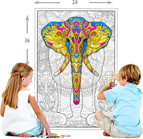 Young N Refined : 2 Pack of Giant Coloring Posters of Alice in Wonderland of mandalas folded version (18x33) in Kuwait
