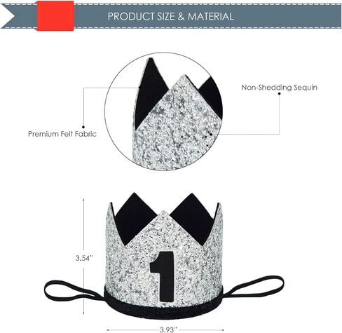 Glitter First Birthday Crown Baby Boy 1st Bday Party Hat Cake Smash Photo Prop in Saudi Arabia