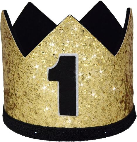 Glitter First Birthday Crown Baby Boy 1st Bday Party Hat Cake Smash Photo Prop in Saudi Arabia