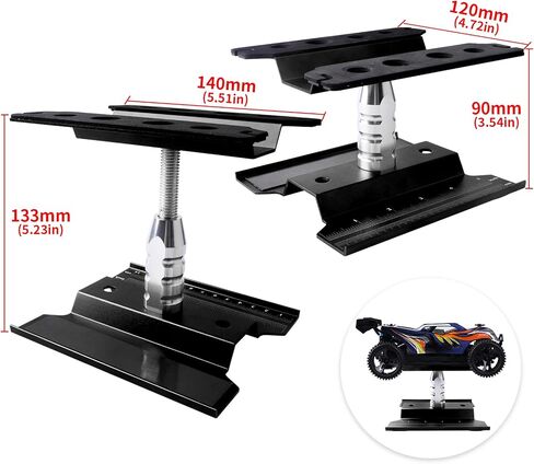 Aluminum Alloy RC Car Work Stand Repair Workstation with Screws Kit & 17mm Hex Wheel Wrench 360 Degree Rotation Lift/Lower for 1/8 1/10 1/12 Scale Cars Trucks Buggies (Black) in Saudi Arabia
