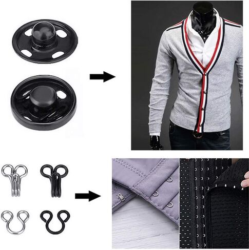100 زوج من 3 أنماط من خطافات التنورة وخطاف خياطة العيون، وأدوات تثبيت الملابس مع أزرار كبس معدنية وأزرار ضغط لخياطة وخياطة تنورة البنطلون in Kuwait