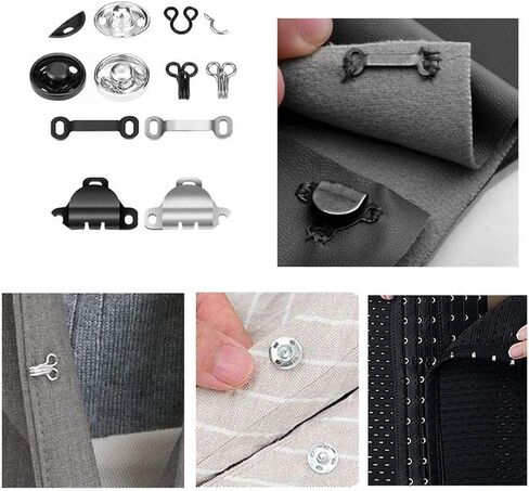 100 زوج من 3 أنماط من خطافات التنورة وخطاف خياطة العيون، وأدوات تثبيت الملابس مع أزرار كبس معدنية وأزرار ضغط لخياطة وخياطة تنورة البنطلون in Kuwait