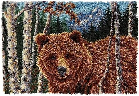 MeetBSelf مزلاج هوك البساط مجموعات الكبار كبيرة الحجم نسيج الكروشيه وسادة حصيرة المطبوعة الهوايات والحرف 43 "× 29.9" الدب البري in Kuwait