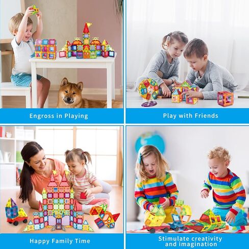 بلاط مغناطيسي من نتس بول 140 قطعة، مكعبات بناء مغناطيسية للأطفال، مجموعة بناء العلوم والتكنولوجيا والهندسة والرياضيات، ألعاب تعليمية تعليمية للأطفال الصغار، هدايا عيد ميلاد للأطفال من سن 3 سنوات فما فوق in Kuwait