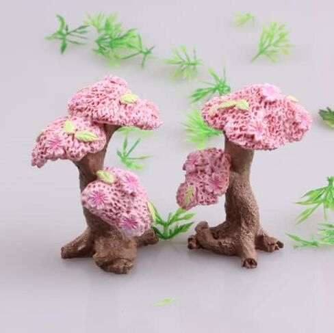 11 Pcs Miniature Cherry Blossom Tree Models with Simulation Stones Mini Cherry Blossom Trees Model Trees Miniature Rocks for DIY Crafts Scenery Landscape Fairy Garden Tree Scenery Supplies in Saudi Arabia