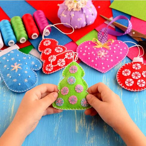 96 Pieces Christmas Felt Fabric Sheets Felt Fabric Squares Soft Felt Fabric Sheets Assorted Colors Felt Craft Sheets for DIY Crafts Sewing Christmas Decoration, 4 x 4 Inch 12 Colors in Saudi Arabia