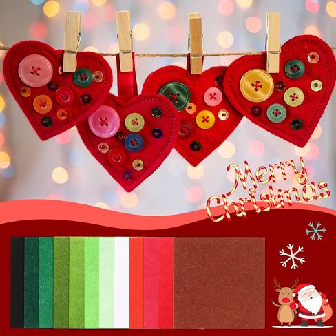 96 Pieces Christmas Felt Fabric Sheets Felt Fabric Squares Soft Felt Fabric Sheets Assorted Colors Felt Craft Sheets for DIY Crafts Sewing Christmas Decoration, 4 x 4 Inch 12 Colors in Saudi Arabia