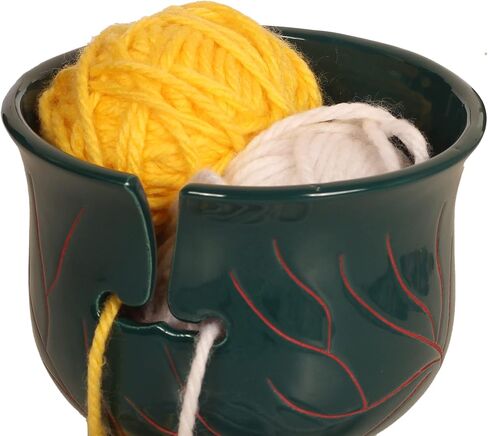 Mothes Day Yarn Bowl Gifts for Mom Abhandicrafts Ceramic Knitting Bowl, XXL Large Crocheting Yarn Holder (Caribbean Green Hand Engraving) in Kuwait