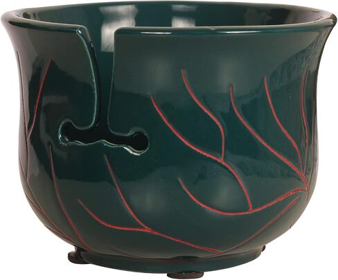 Mothes Day Yarn Bowl Gifts for Mom Abhandicrafts Ceramic Knitting Bowl, XXL Large Crocheting Yarn Holder (Caribbean Green Hand Engraving) in Kuwait
