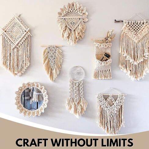 BOCHIKNOT Macrame Cord 3mm x 650yds Bulk Roll - Natural Single Strand Macrame Cotton Cord - Macrame Supply - Large Roll of Macrame Cotton Rope for Knotting, Wall Hangings, Plant Hangers (Natural) in Saudi Arabia